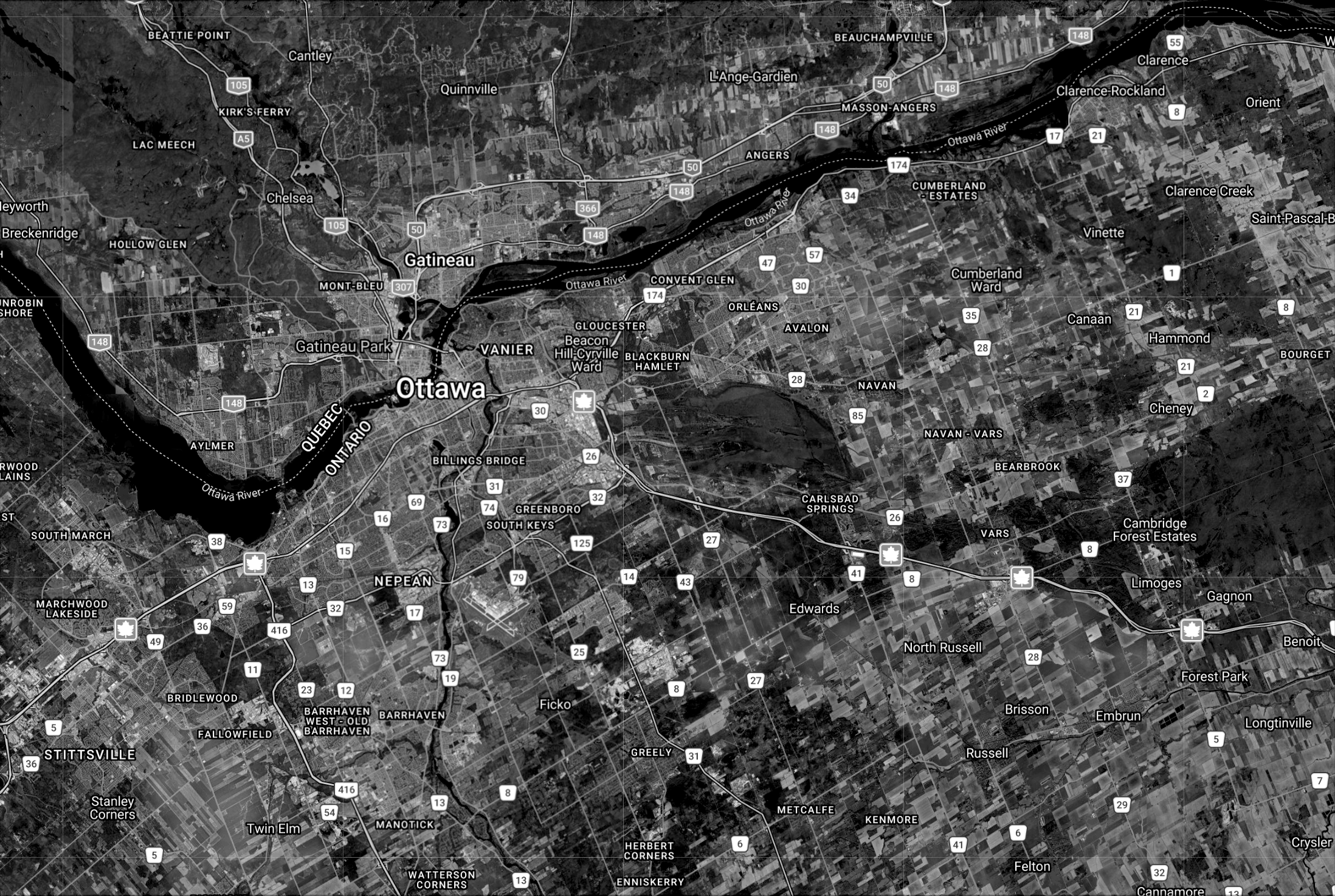 Ottawa region satellite map